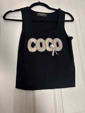 Y2K Black Pearl Sequin Embellished Tank Top Coquette Glam